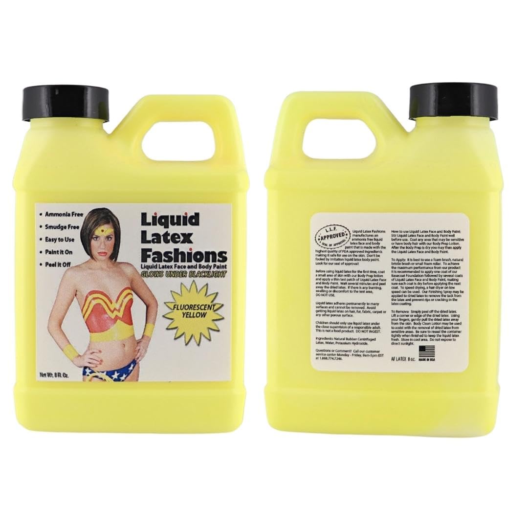 Fluorescent Yellow 8oz Liquid Latex - UV Black Light Body Paint Beauty & Personal Care Liquid Latex Fashions
