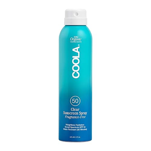 COOLA Organic Sunscreen SPF 50 Sunblock Spray, Dermatologist Tested Skin Care for Daily Protection, Vegan and Gluten Free, Fragrance Free, 6 Fl Oz Beauty & Personal Care COOLA