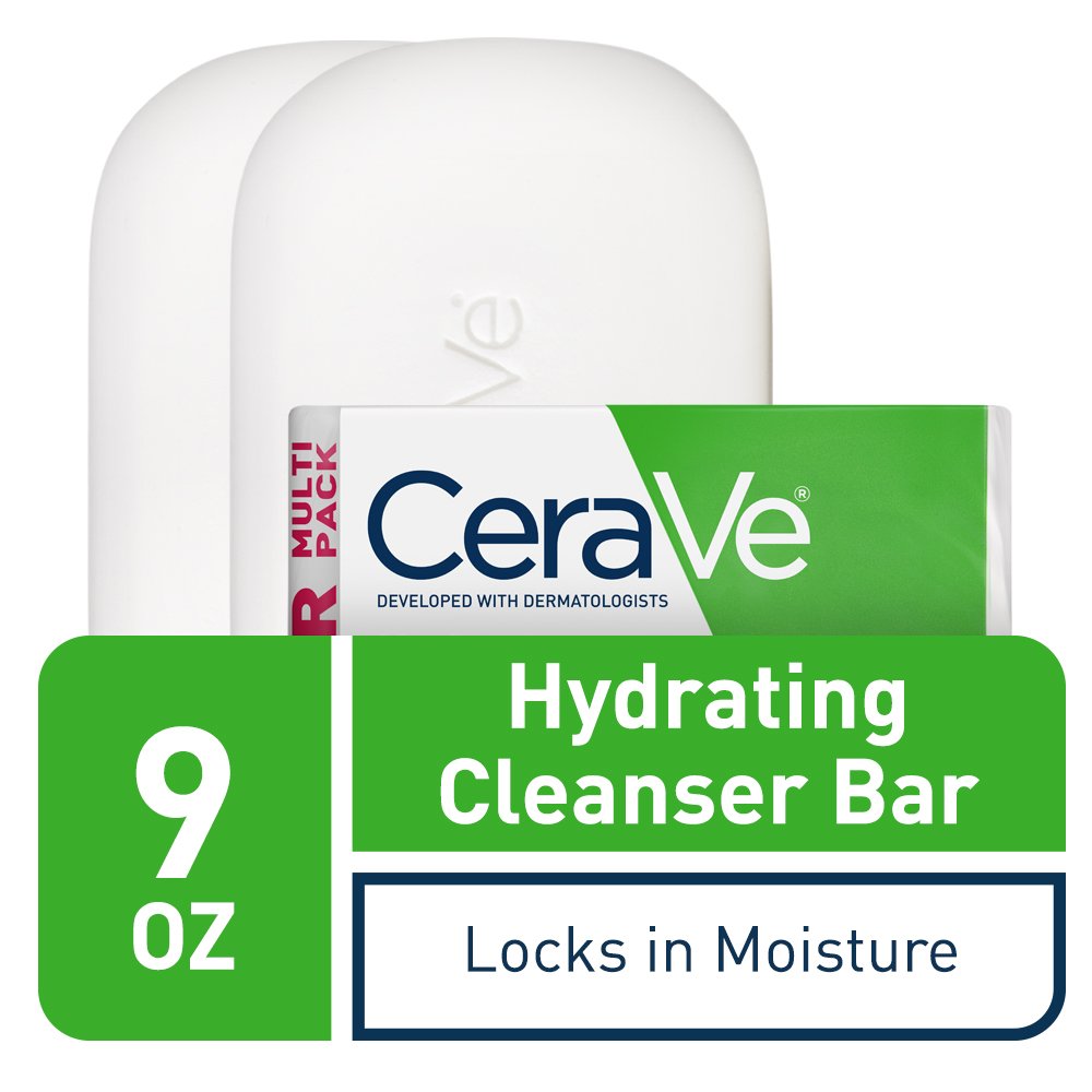 CeraVe Hydrating Cleanser Bar, Soap-Free Body and Facial Cleanser with 5% Moisturizing Cream, Fragrance-Free, 4.5 Ounce Each (Pack of 12) Beauty and Personal Care CeraVe