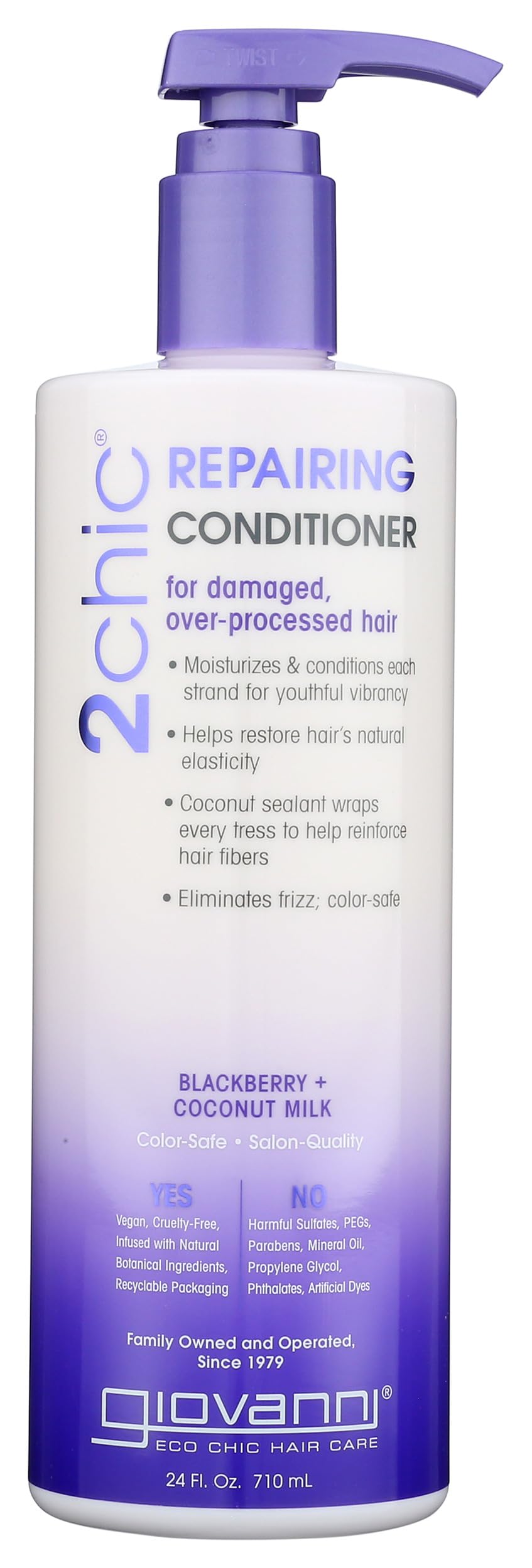 GIOVANNI 2chic Repairing Conditioner for Hair- For Men & Women, 24 oz