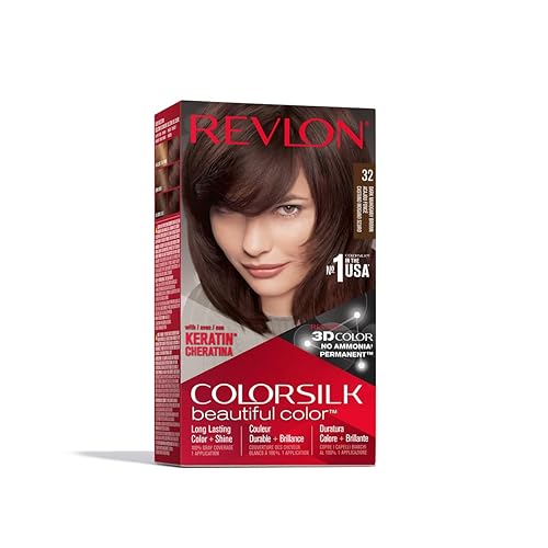 Revlon Colorsilk Beautiful Color, Permanent Hair Dye with Keratin, 100% Gray Coverage, Ammonia Free, 32 Dark Mahogany Brown Beauty & Personal Care REVLON