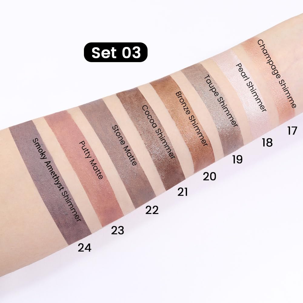 8Pcs Cream Eye Shadow Brightener Stick Makeup Set, Champagne Pearl Taupe Bronze Cocoa Stone Putty Smoky Amethyst Shimmer Matte Eyeshadow Eyeliner Beauty and Personal Care evpct