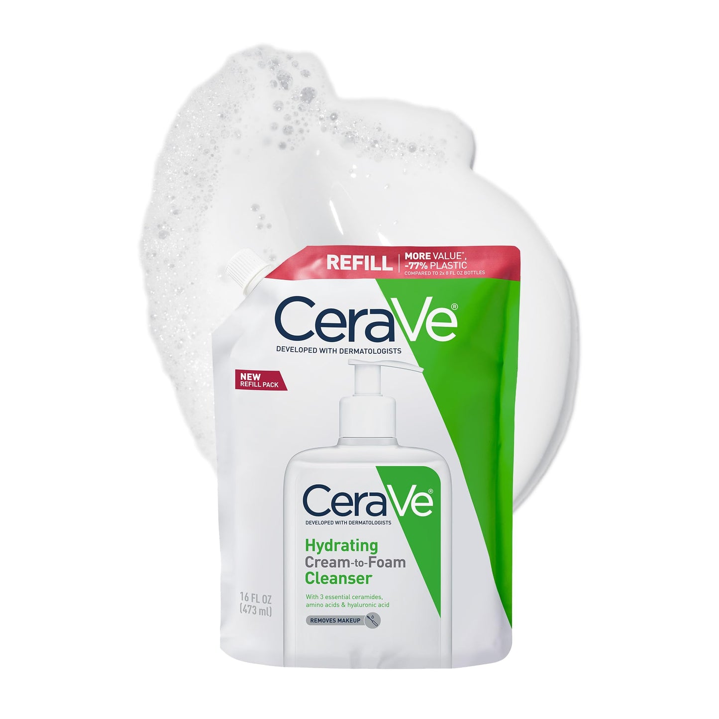 CeraVe Hydrating Cream To Foam Cleanser, Makeup Remover Face Wash For Dry Skin, Foaming Facial Cleanser With Hyaluronic Acid, Normal To Dry Skin Beauty and Personal Care CeraVe