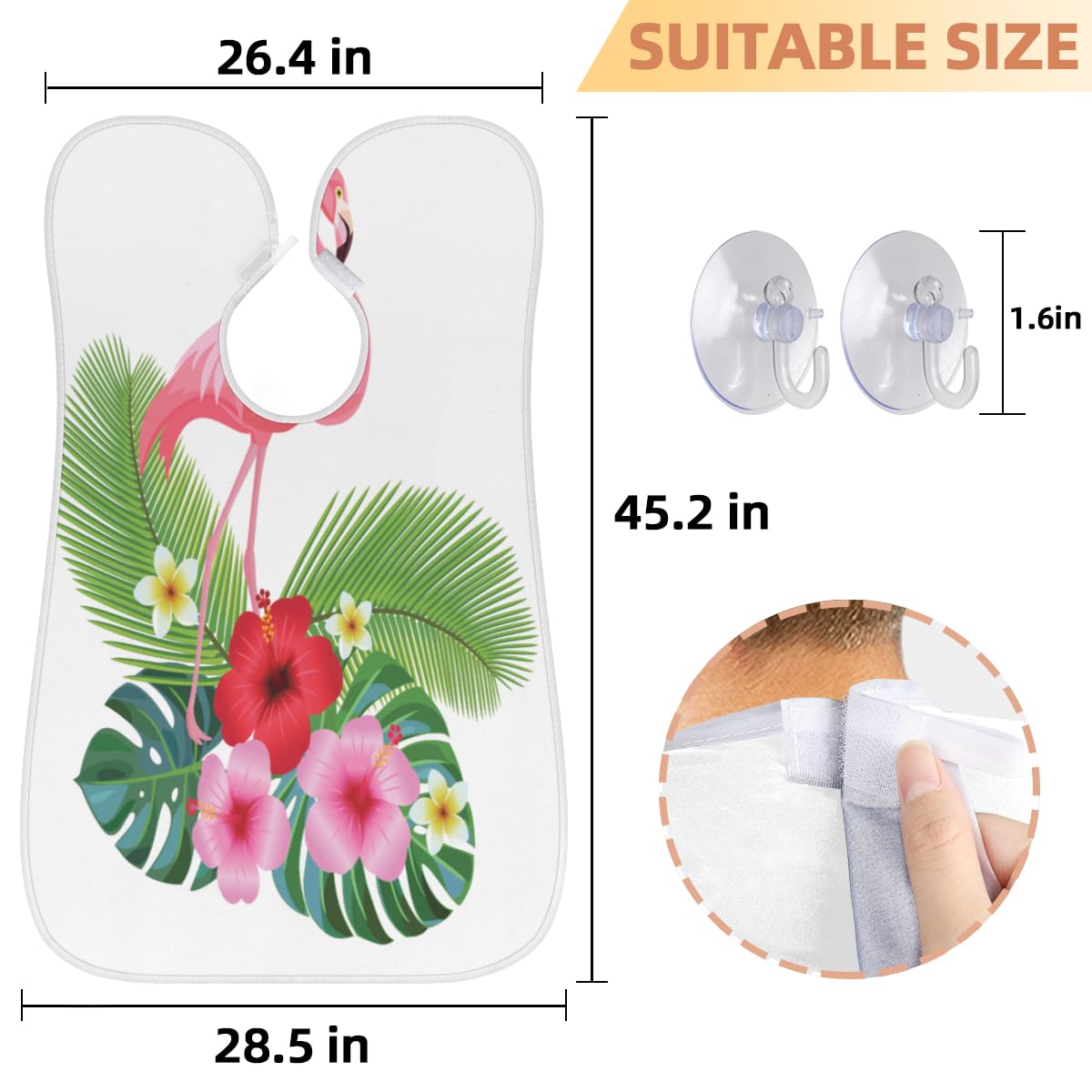 Hsnar Nice Flowers Flamingo Beard Bib Beard Hair Catcher for Men Shaving Waterproof Non-Stick Hair Catcher Grooming Cloth with 2 Suction Cups Beauty and Personal Care Hsnar
