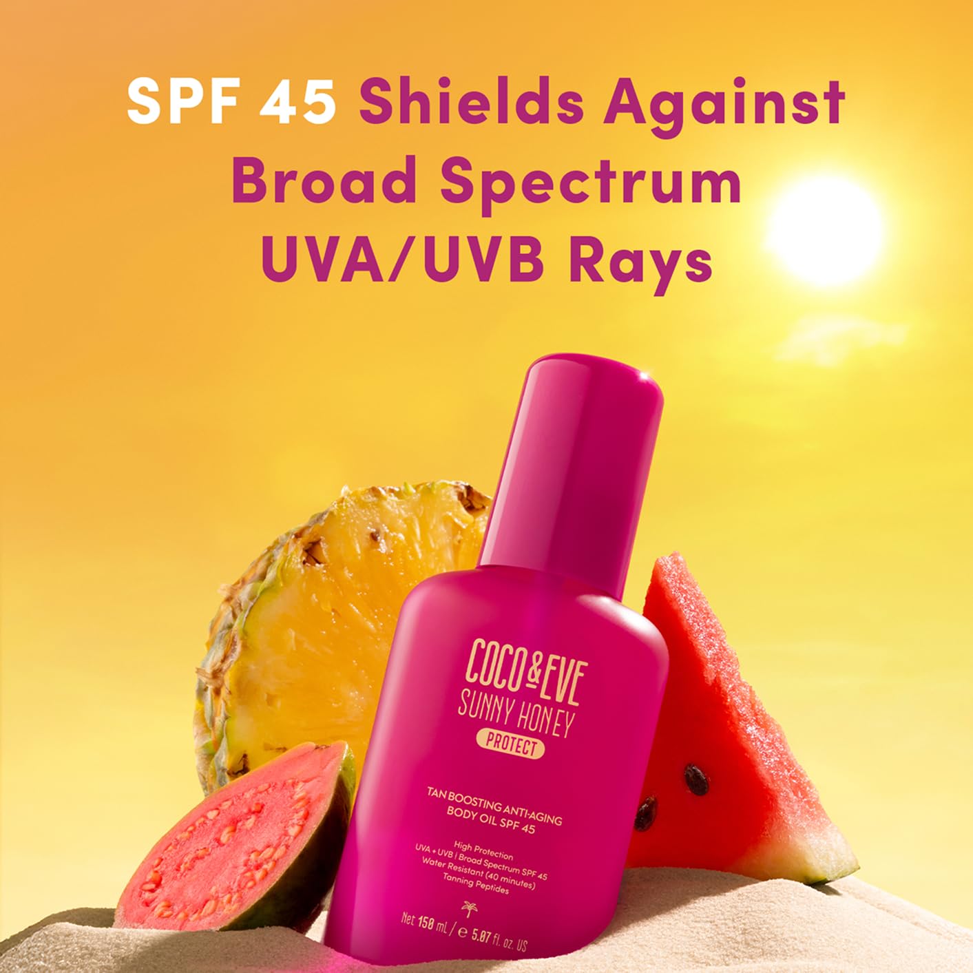 Coco & Eve Tan Boosting Anti-Aging Body Oil SPF45 - Tanning Accelerator Pump, UVA UVB Sun Protection | Moisturizing Outdoor Bronzing Enhancer Beauty and Personal Care Coco & Eve