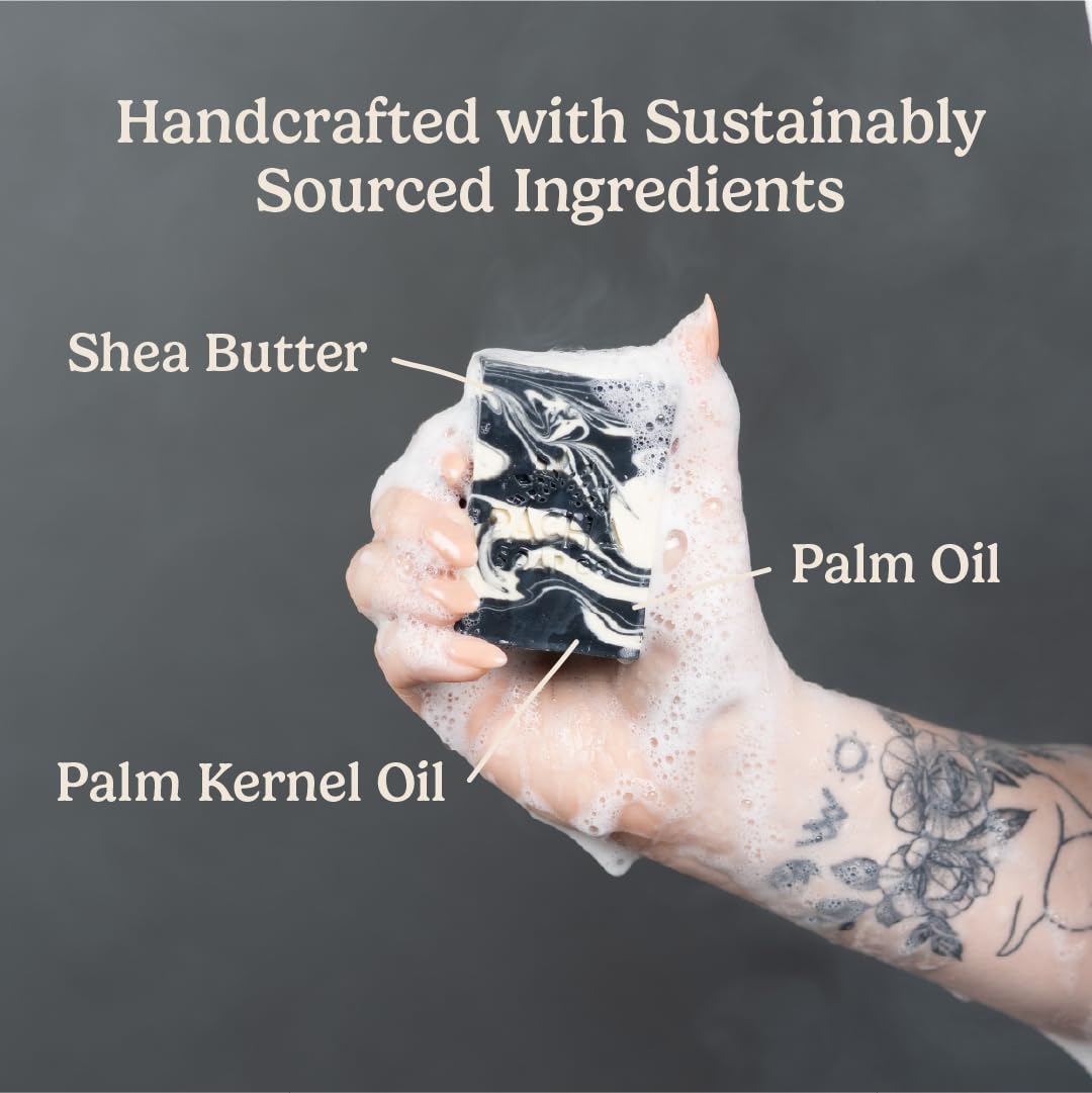 Pacha Soap Co. Bar Soap, Charcoal, 3-Pack (4 oz ea) - Premium, Handcrafted, Hydrating, Natural Face Wash, Hand Cleanser, Body Wash, Soothing Essential Beauty & Personal Care Pacha Soap Co