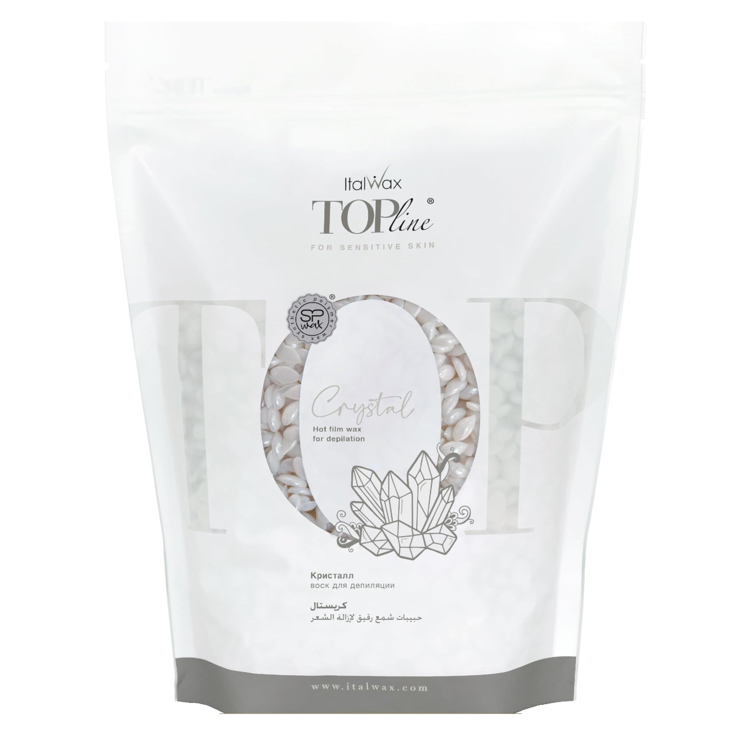 Italwax Top Line Crystal Hard Wax Beads 1.65 lb (750 g) - Transparent Fast-Setting Jelly Wax with Floral Fragrance for Bikini & Underarms, Strong Beauty and Personal Care Italwax