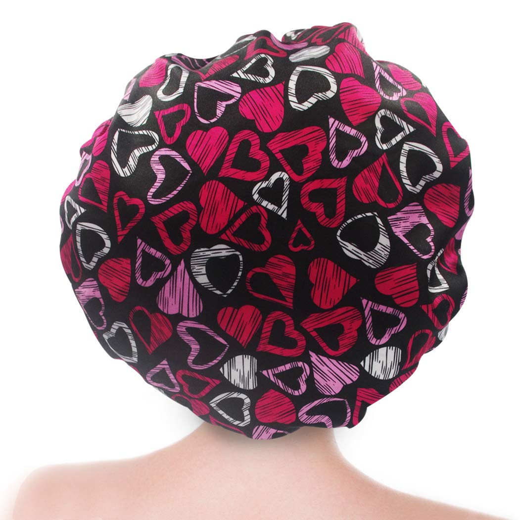 Bleu Bath (2 Pack) Sexy Lovely Fashion Style Hair Cap Extra Large Double Layer Lined Waterproof Durable Eco-Friendly Shower Cap with Tight Beauty and Personal Care Bleu Bath