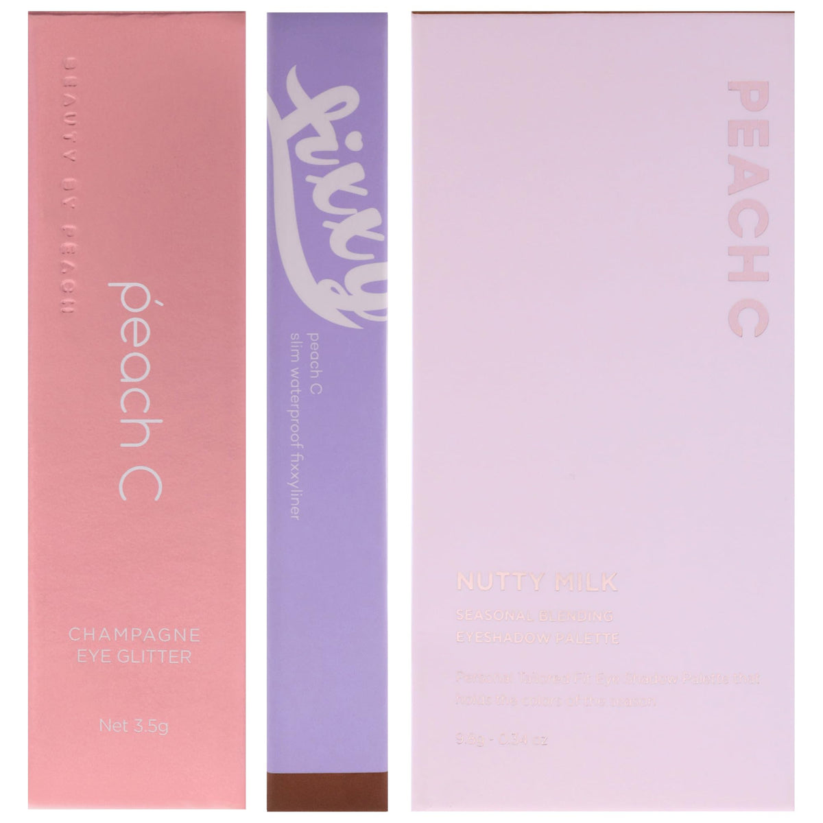 Peach C Kit by Peach C for Women - 3 Pc Kit 0.12oz Eye Shadow - 01 Pure White, 0.04 Eyeliner - 03 Soft Brown, 0.34oz Eye Shadow - 05 Nutty Milk