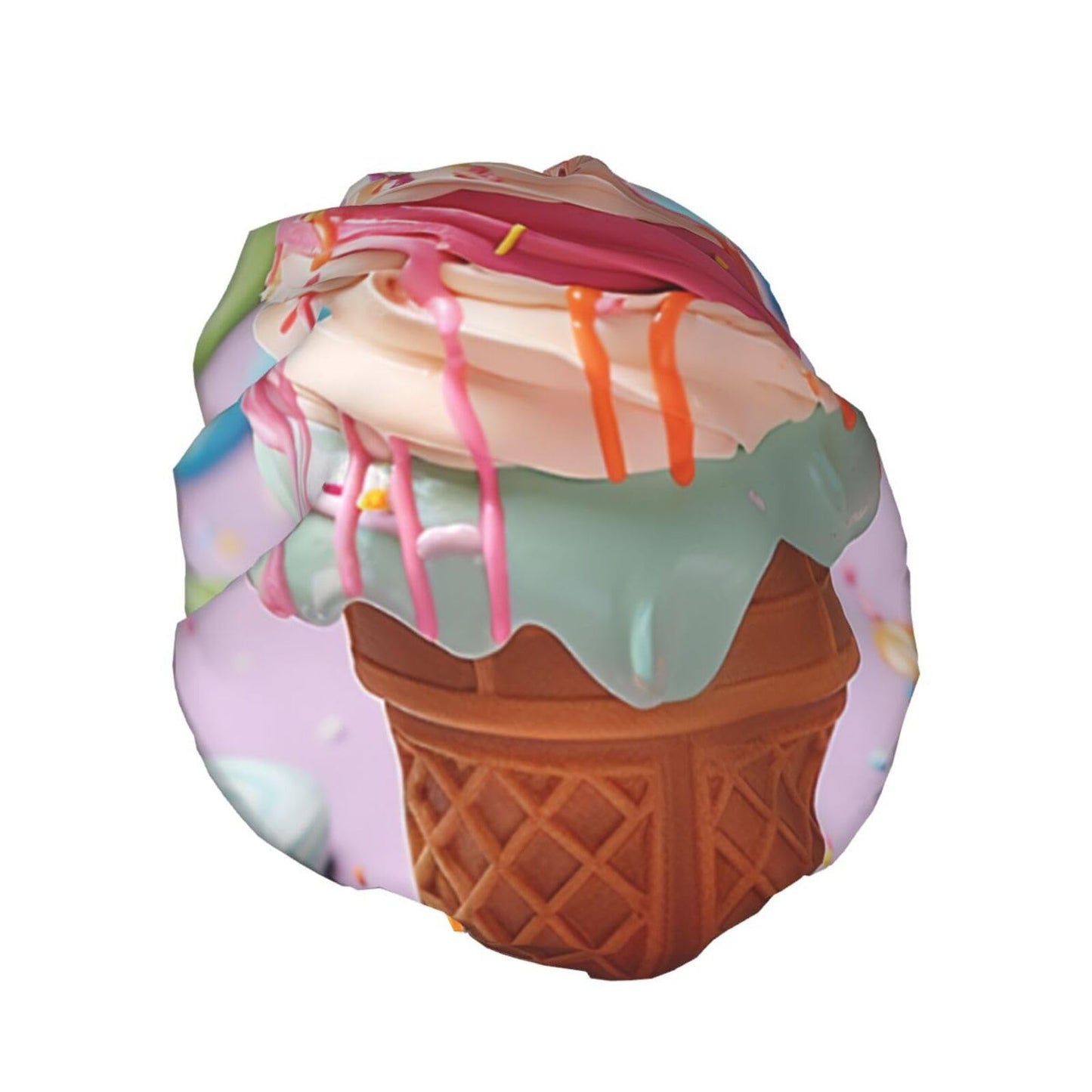 Many Colored Ice Cream Shower Cap For Women Reusable Double Layers Bathing Bath Cap Hair Caps Waterproof Elastic Band Ladies Spa Salon Shower Hat Hair Beauty and Personal Care GDSHJKLW