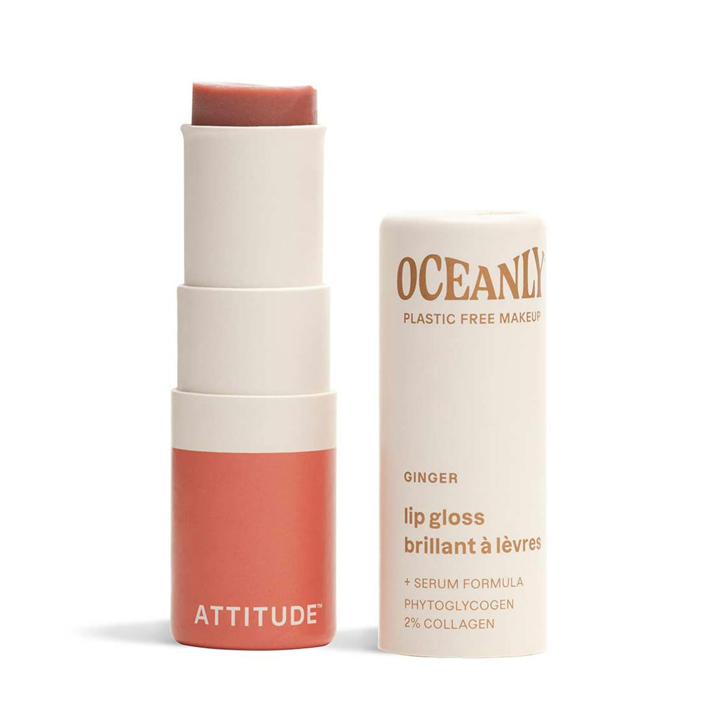 ATTITUDE Oceanly Sheer Lip Gloss Stick, EWG Verified, Titanium Dioxide-Free, Vegan Makeup & Beauty, Cruelty-Free, Plastic-Free, Ginger, 0.12 Ounces Beauty & Personal Care ATTITUDE