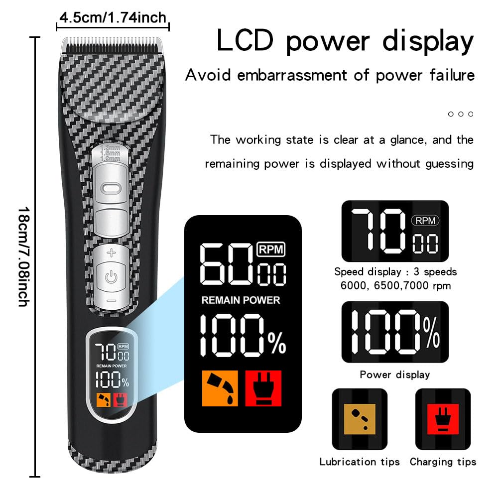 GLESVOWIO Hair Clippers for Men Professional and Trimmers Set with LED Display 2 Guide Combs Cordless Beard Trimmer Rechargeable Electric Shaver Beauty and Personal Care GLESVOWIO