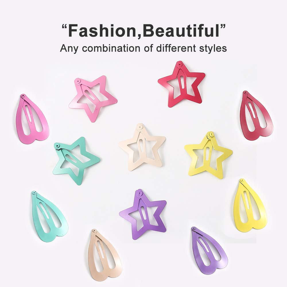 ECADY Hair Clips Colorful Hair Barrette Metal Cute Snap Hair Clips for Girls, Toddlers, Kids - 2 inch, 100pcs Beauty & Personal Care ECADY