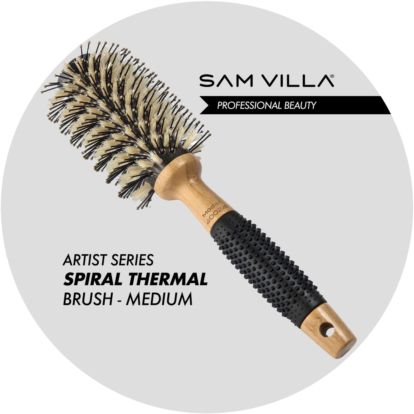 Sam Villa Artist Series Nylon & Boar Bristle Hair Brush Spiral Thermal Styling Brush Beauty & Personal Care Sam Villa