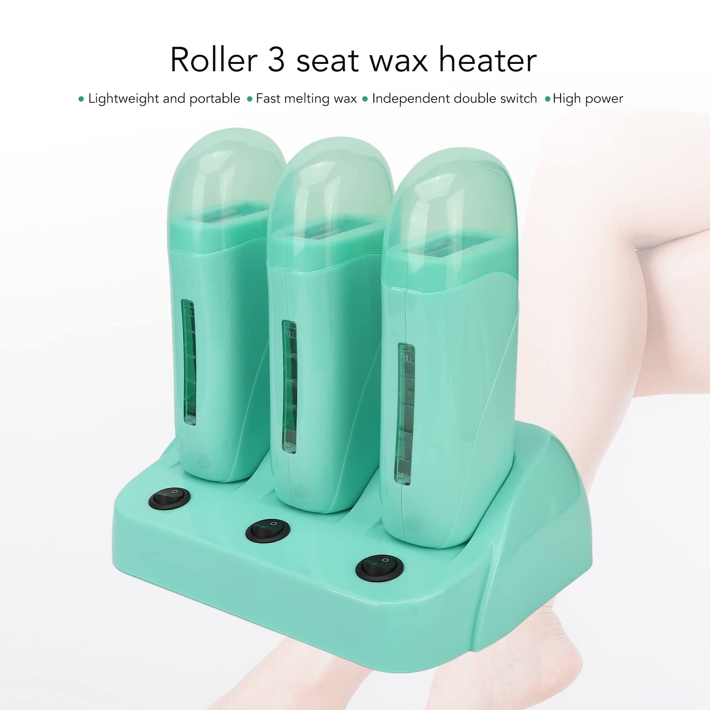 XHTLLO 3Pcs Roll On Wax Kit with Base, Electric Hair Removal Wax Heater Set for Armpit, Legs, and Arms, Quick Melting(US) Beauty and Personal Care XHTLLO
