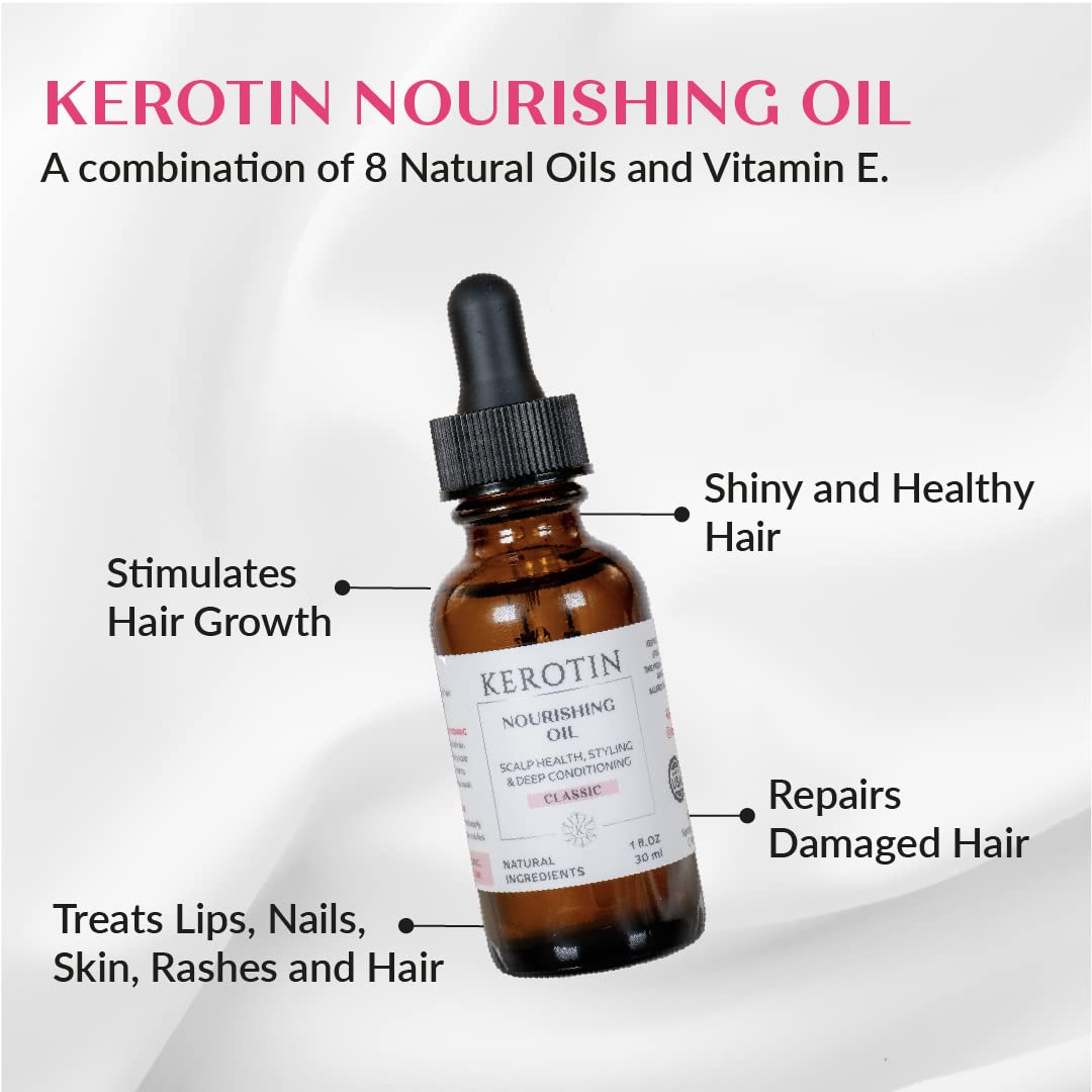 Nourishing Hair Oil -Nine natural organic oils blended with Argan Oil. Repairs Damage, Controls Frizz, Eliminates Split Ends & Smoothens Skin Beauty & Personal Care K Kerotin