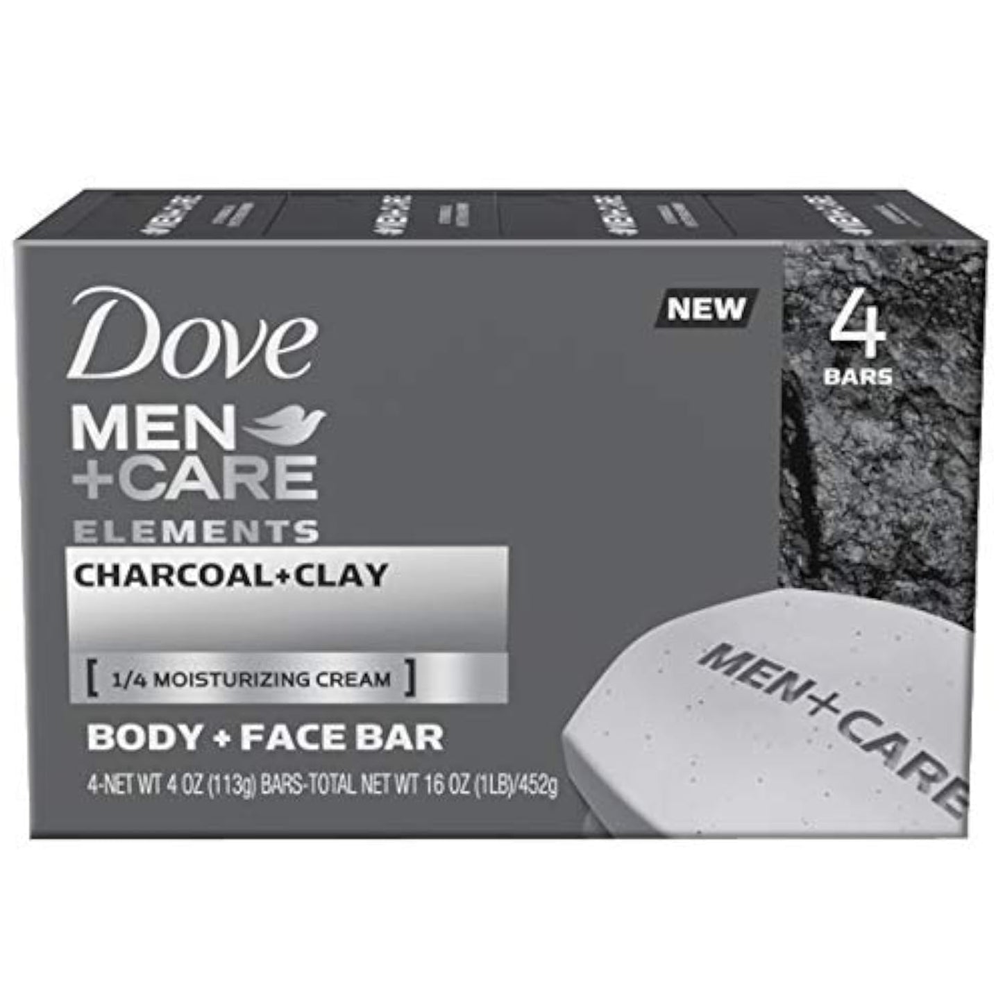 Dove Men+Care Elements Body and Face Bar Charcoal + Clay 4 oz, 4 Bar Beauty & Personal Care Dove