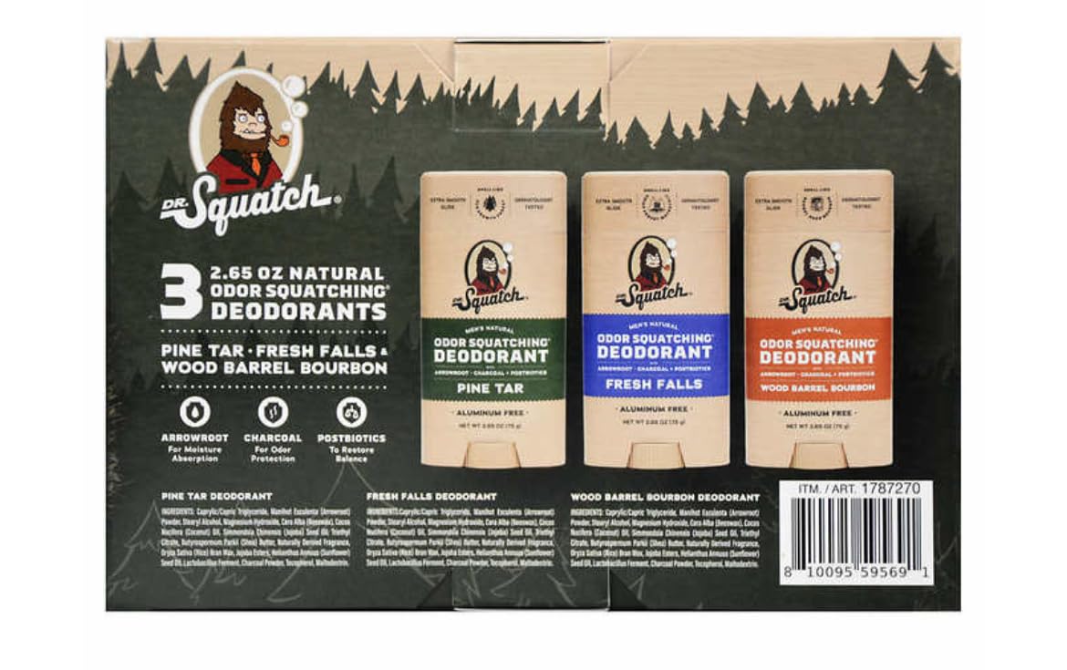 Dr. Squatch Men's Natural Deordorant Variety Pack, 2.65 oz (3 pack) Beauty and Personal Care Dr. Squatch