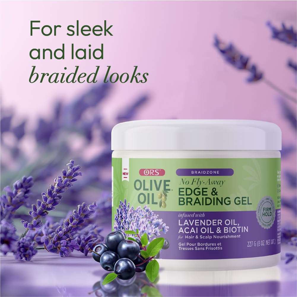 ORS Olive Oil Braidzone Edge & Braiding Gel with Lavender, Acai & Biotin for Hair & Scalp 8 oz (Pack of 3) Beauty & Personal Care ORS