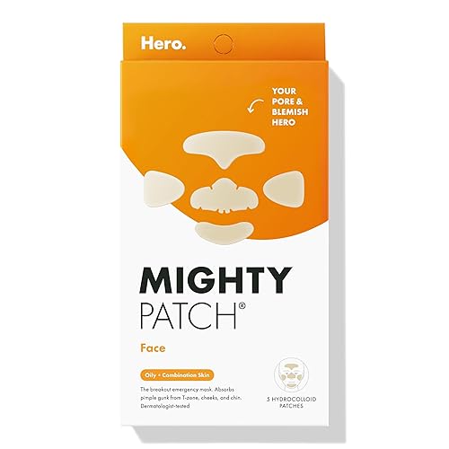 Hero Cosmetics Mighty Patch™ Face Patch - XL Hydrocolloid Face Mask for Acne, 5 Large Pimple Patches for Zit Breakouts on Nose, Chin, Forehead Beauty & Personal Care Mighty Patch