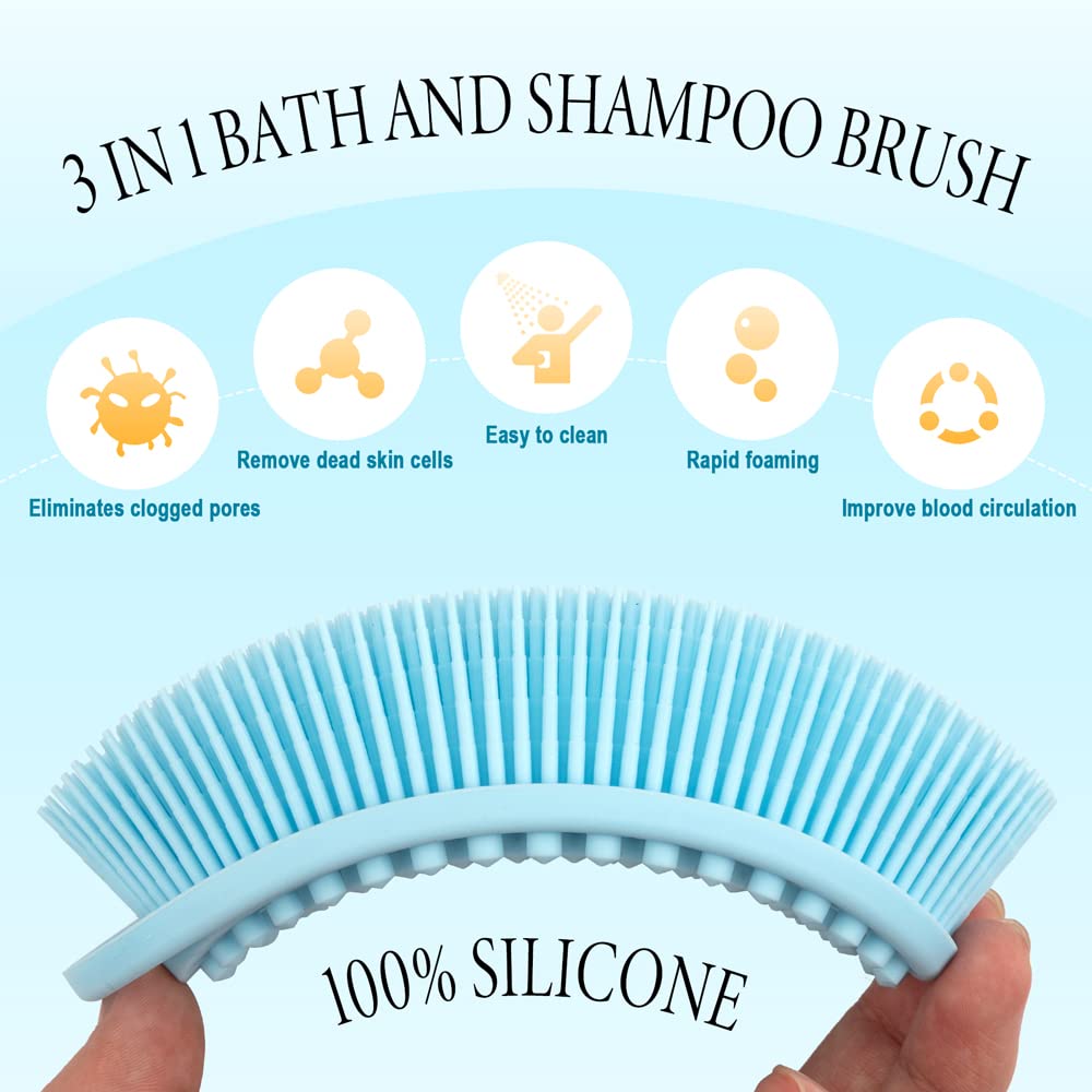 PQRUU 3 Pack Silicone Body Scrubber, Exfoliating Soft Loofah Bath Body Scrubbers for Use in Shower, Exfoliating Body Scrubber Fit for All Kinds Beauty and Personal Care PQRUU