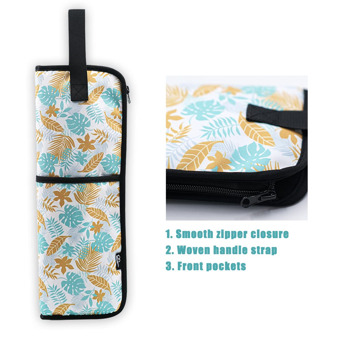 2 Pieces Hair Flat Iron Case Holder Canvas Bag Heat Resistant Curling Iron Silicone Straightener Holder Mat for Hair Tools Curling Iron Organizer Bag Beauty & Personal Care WK IEASON