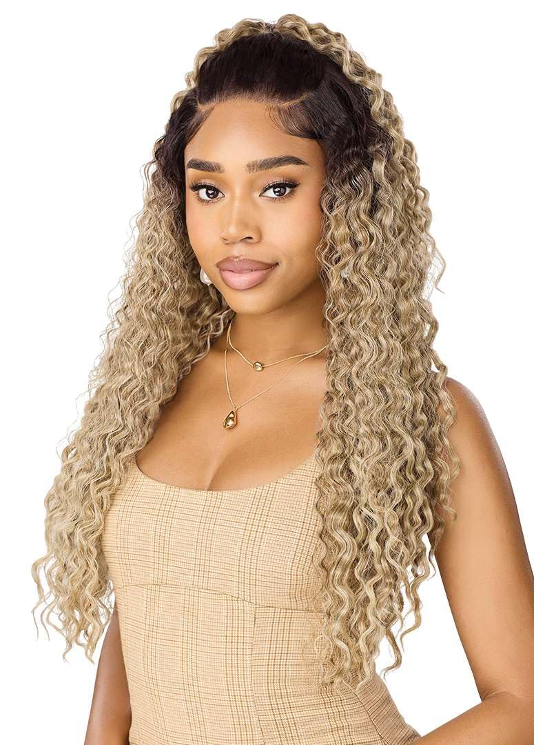 Outre Lace Front Wig - Perfect Hair Line 13X6 - NUEBLEND - Human Hair Blend - Peruvian Curls 26" (CHOCOLATE)