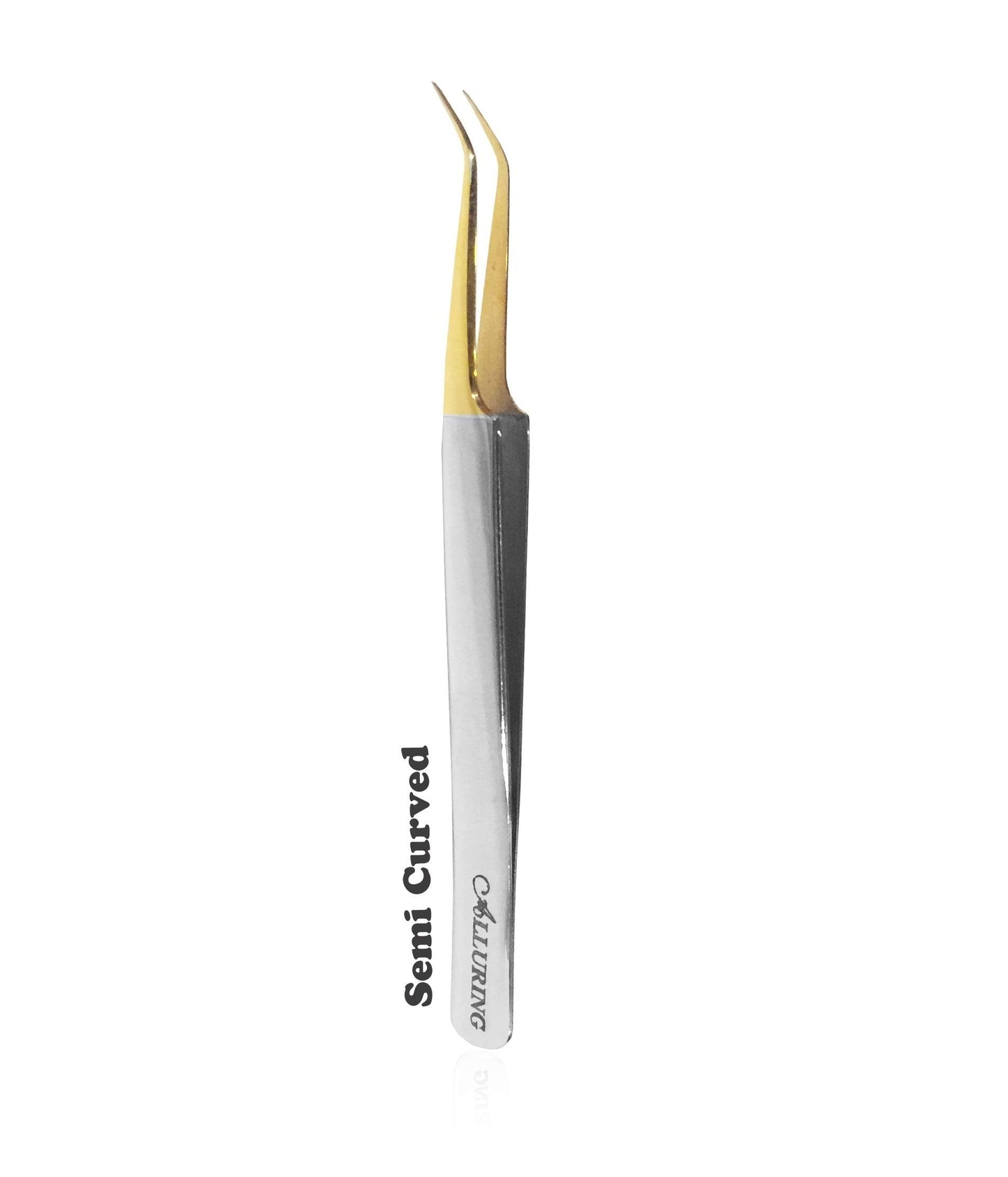 Alluring Chrome with Gold Tip Tweezers for Eyelash Extension - Semi Beauty and Personal Care Alluring