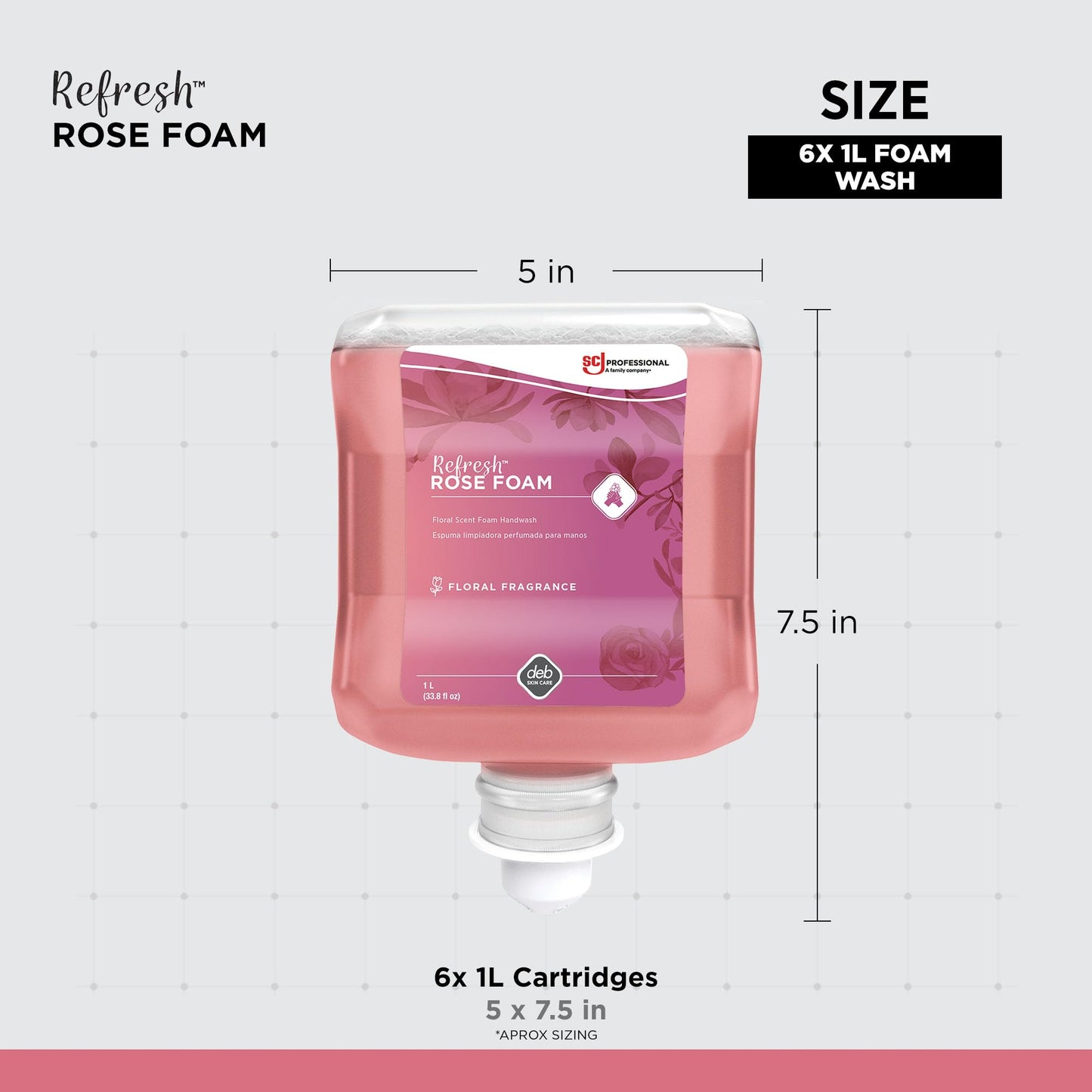 SC Johnson Professional Refresh Rose FOAM, Foam Hand Wash, Foaming Hand Soap, 1 Liter Cartridge, 2 Count, for Professional Use Only Beauty & Personal Care SC Johnson Professional