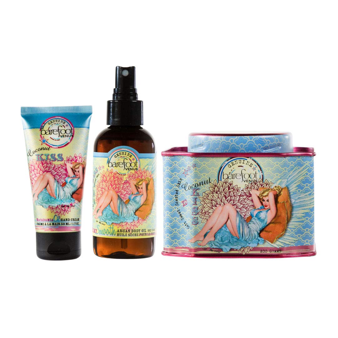 Barefoot Venus bath Soak, Hand Cream & Argan Oil Body Care Gift Set (coconut Kiss) Beauty and Personal Care Barefoot Venus