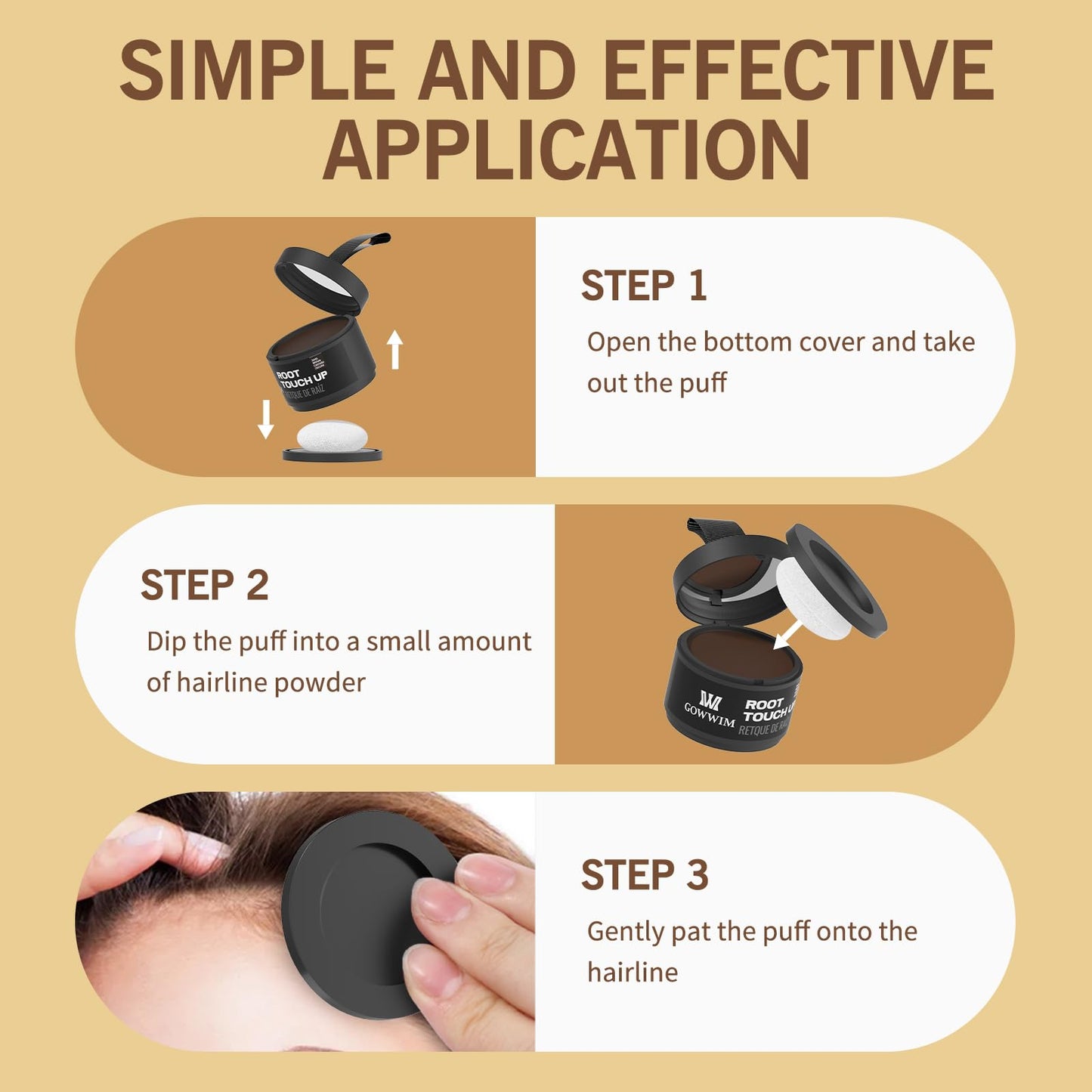 Hairline Powder (Red-Brown Bright) - Instantly Cover Gray Hair with Color Shadow, Touch-Up for Thin Hair 4g Beauty & Personal Care gowwim