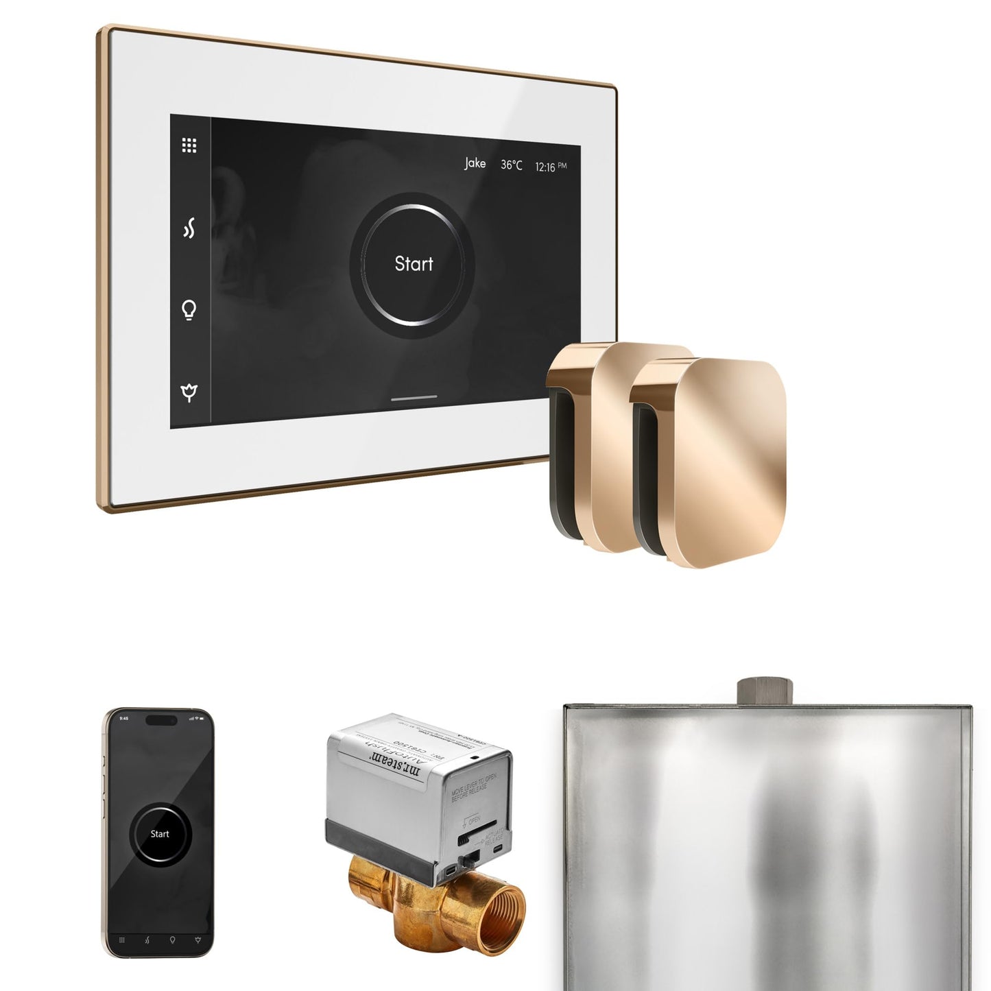 Mr Steam XButler Max Steam Shower Ctrl Pkg w/iSteamX Control and Steamhead in White Polished Gold Beauty and Personal Care Mr. Steam