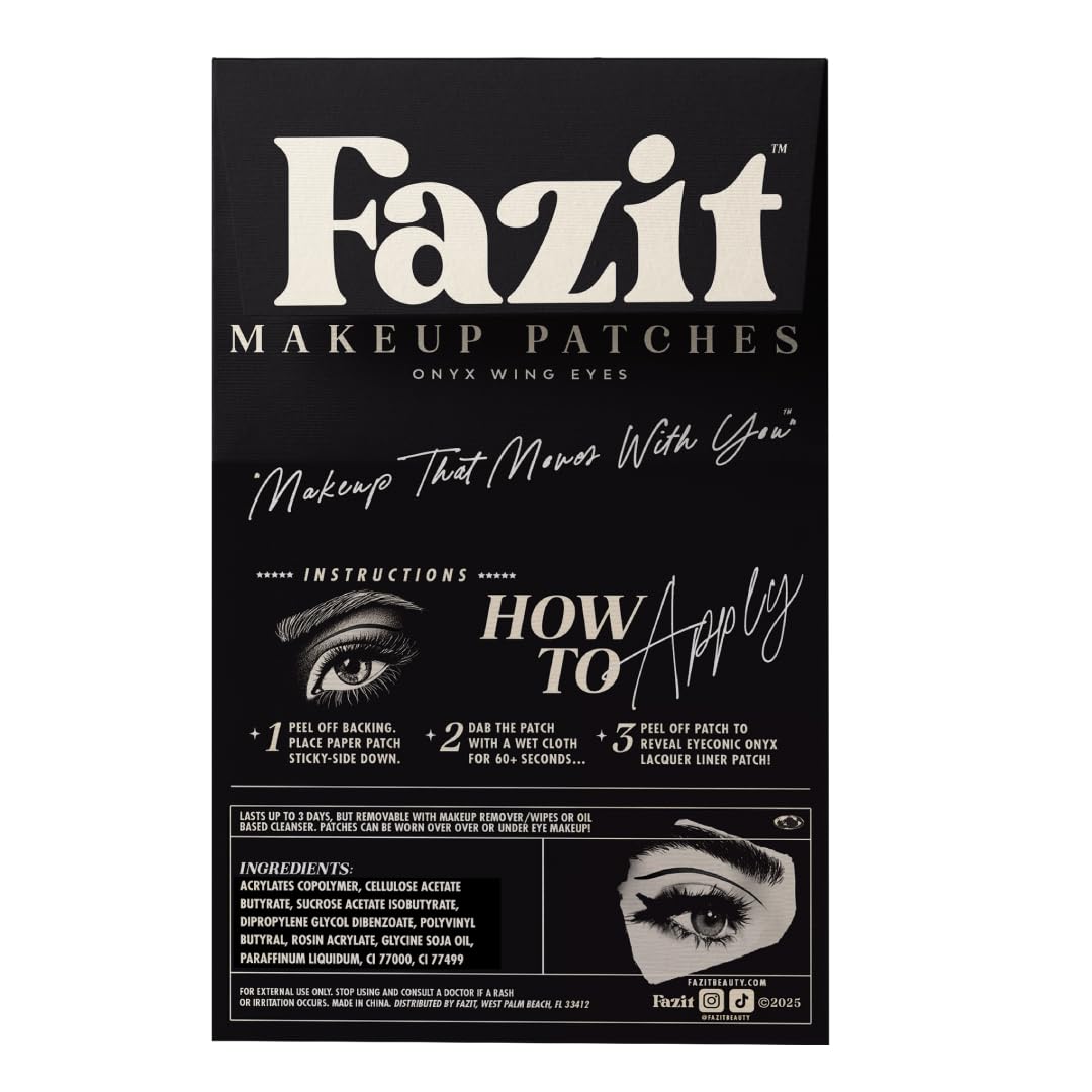 Fazit Makeup Patches - Onyx Wing Eyes - Glow Up Make-Up Patches - Cute Glitter Makeup Accessories For Women - Cosmetic Glitter For Face Beauty & Personal Care Fazit