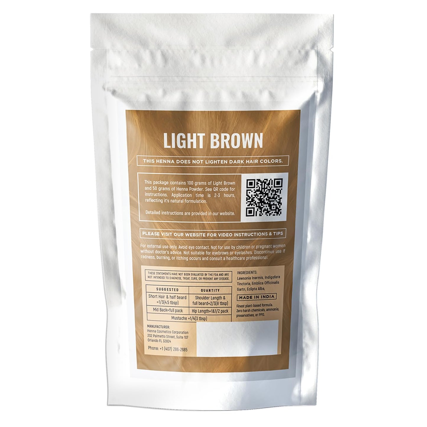 Henna Cosmetics Natural Henna Hair Dye, Light Brown, 100g + Free 50g Henna Beauty & Personal Care HENNA COSMETICS CYPRI