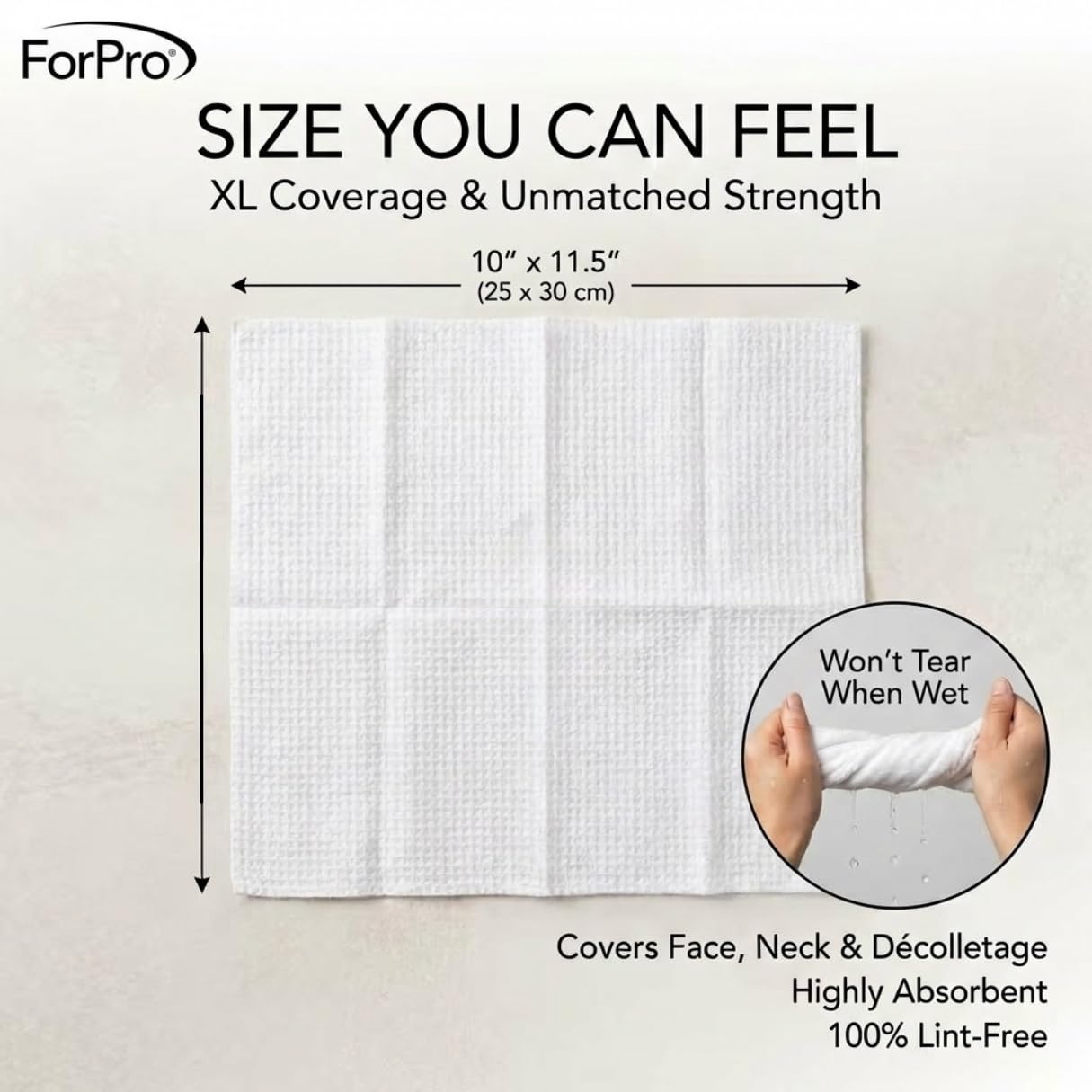 ForPro Disposable Face Towels for Sensitive Skin, XL Dry Wipes Makeup Remover, Ultra Soft Lint-Free Viscose Face Cloths, Chemical-Free Biodegradable Beauty and Personal Care ForPro Professional Collection