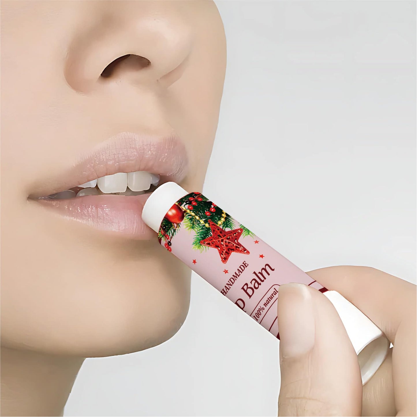 CRASPIRE 80Pcs 8 Styles Christmas Lip Balm Sticker Red Flower Wreath Homemade Skincare Products Self-Adhesive Waterproof Lip Balm Labels Stickers Beauty and Personal Care CRASPIRE