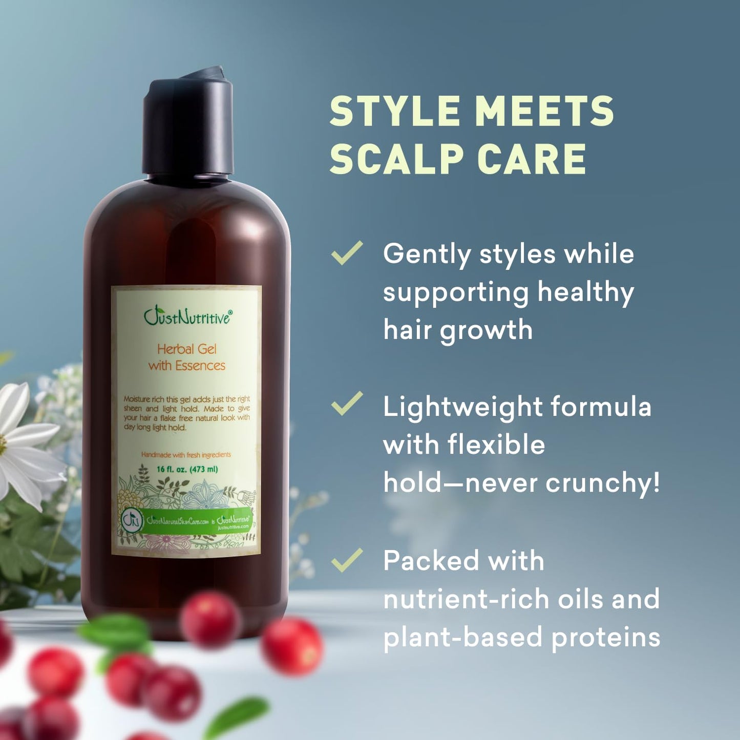 Just Nutritive Herbal Gel With Essences | Say Bye To Harsh Chemicals | Will Tame Stubborn Hair | For All Hair Types And Textures | Blended Beauty & Personal Care Just Nutritive