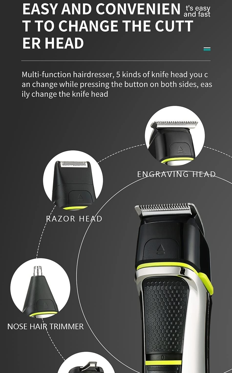 GLESVOWIO Pro Hair Clipper Hair Clipper Rechargeable 5-in-1 Barber Tool Set Electric Hair Clippers for Waterproof Carving and Shaving(Standard) Beauty and Personal Care GLESVOWIO