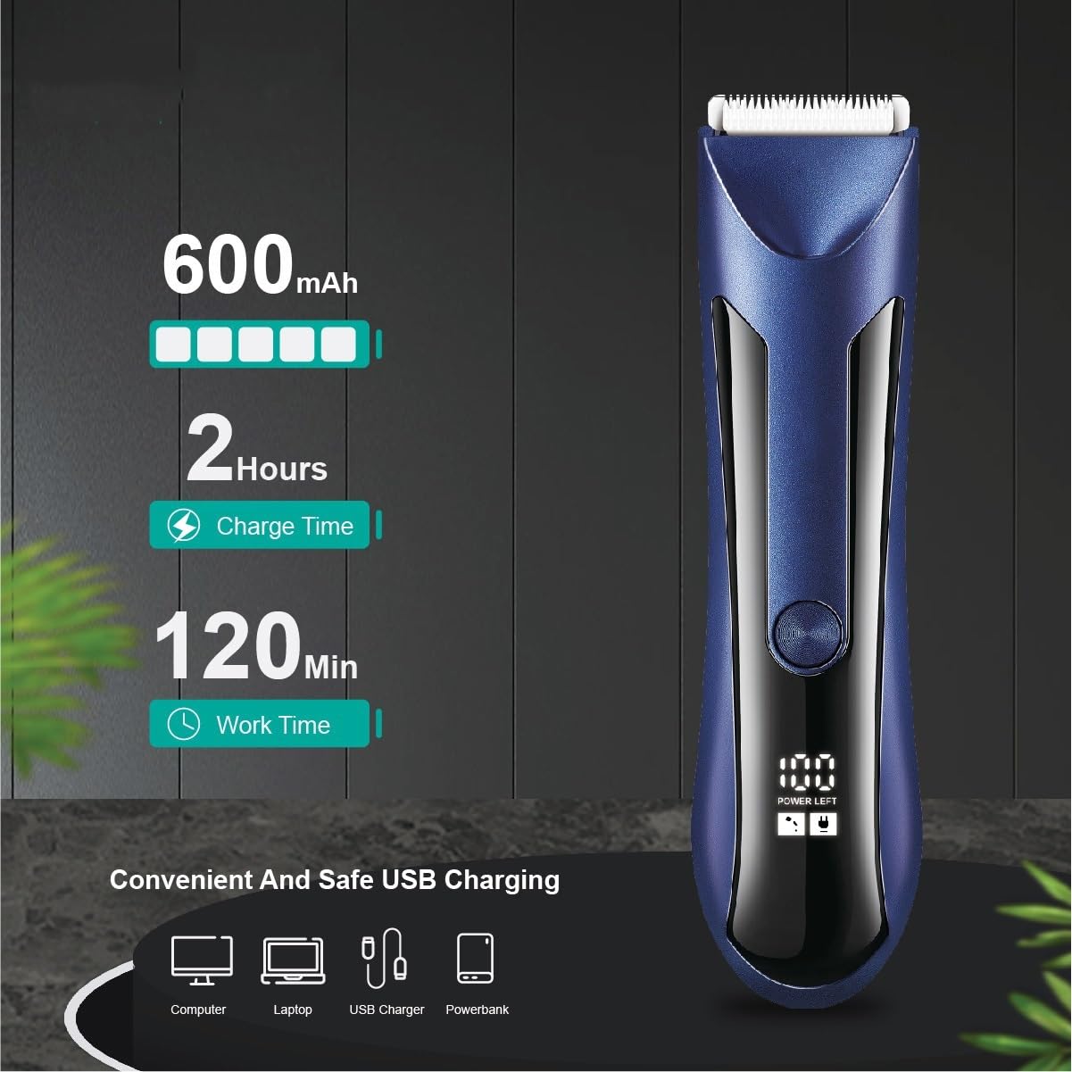 QDKVTNDJZ Mens Hair Clippers, Waterproof Groin Body Pubic Beard Trimmer for Men&Women Electric Ball Shaver & Groomer Rechargeable Ceramic Blade(Black) Beauty and Personal Care QDKVTNDJZ
