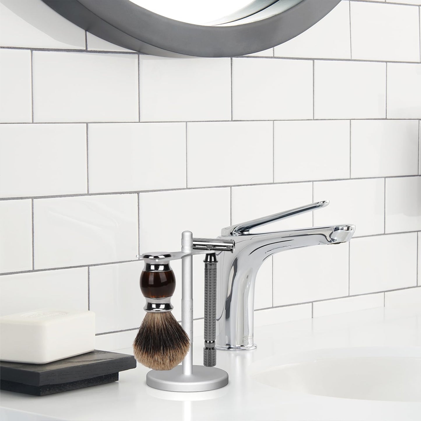 Linkidea Safety Razor Stand, Bathroom Organizer Compatible with Vikings Blade Chieftain, Merkur 34C/38C, Rockwell 6S/6C, Henson AL13, Quick Drying Beauty and Personal Care Linkidea