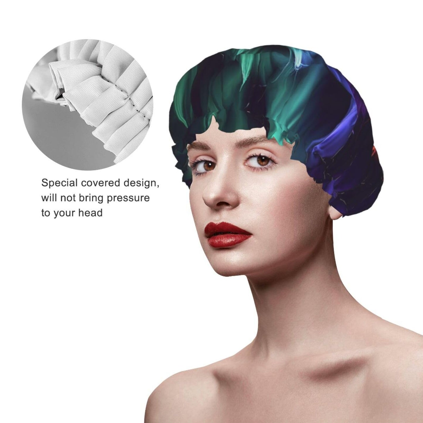 Abstract Flower Shower Cap for Women Men Large Reusable Shower Bonnet Double-Layer Waterproof Bath Caps Elastic Band Hair Hat for All Hairstyles Beauty and Personal Care BWLHJKE