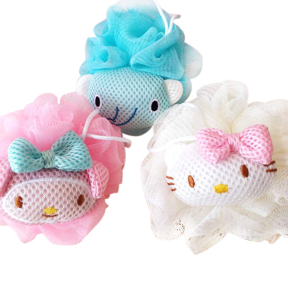 Loofah Sponge,3 Pack Shower Sponge,Mesh Brush Luffa Body Scrubber Gift for 2-14 Year Old Boy and Girl,Bath Toy Gift for Kid,Baby Shower Essential Skin Beauty and Personal Care Donhouse