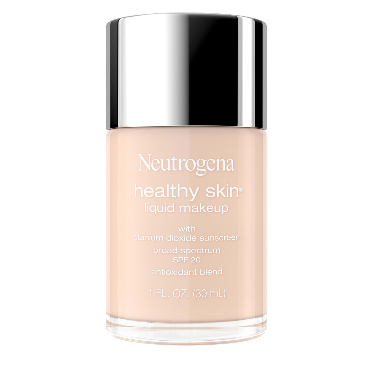Neutrogena Healthy Skin Liquid Foundation Makeup Broad Spectrum SPF 20 Sunscreen, Medium Coverage, Vit B5, Antioxidants, All Day Wear, Porcelain 110N Beauty & Personal Care Neutrogena