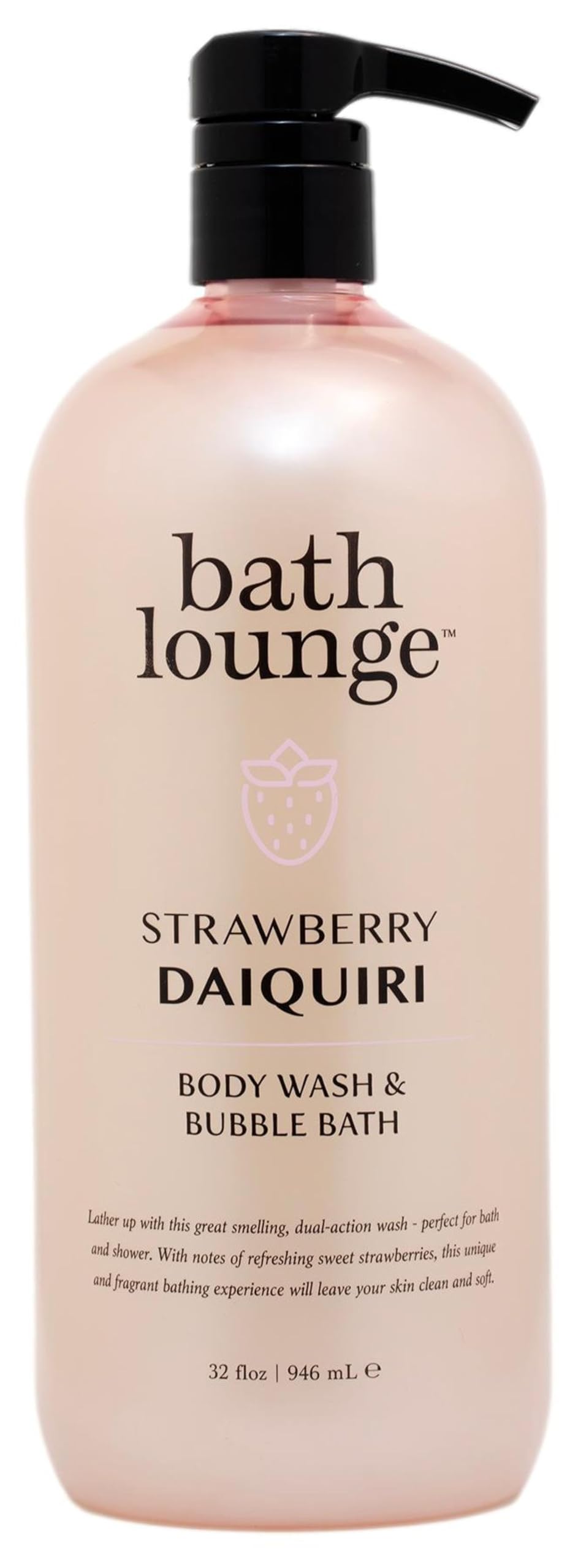 Bath Lounge Body Wash & Bubble Bath - Strawberry Daiquiri, 32 Fl Oz | Refreshing, Cleansing & Smoothing Formula for Bath or Shower | Sweet Strawberry Beauty & Personal Care Bath Lounge