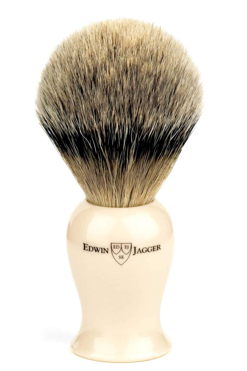 Edwin Jagger Medium Plaza Shaving Brush- Best Badger (Imitation Ivory) Beauty and Personal Care Edwin Jagger