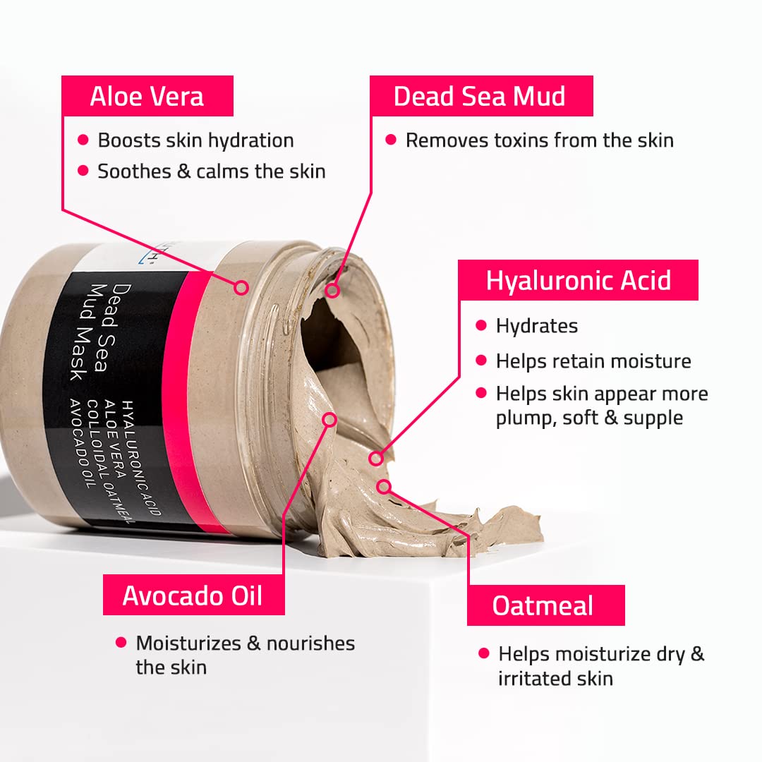 YEOUTH Dead Sea Mud Mask for Face with Hyaluronic Acid and Avocado Oil, Revitalizing Face Masks for Smoother Looking Skin 8oz Beauty & Personal Care YEOUTH