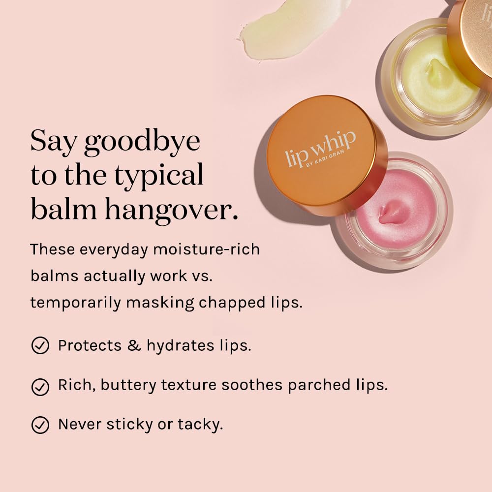 Kari Gran Lip Whip - Moisturizing Lip Balm with Organic Oils - Glossy Sheen + Peppermint - Rich Buttery Texture, Hydrates & Protects - Non-GMO Beauty and Personal Care Kari Gran