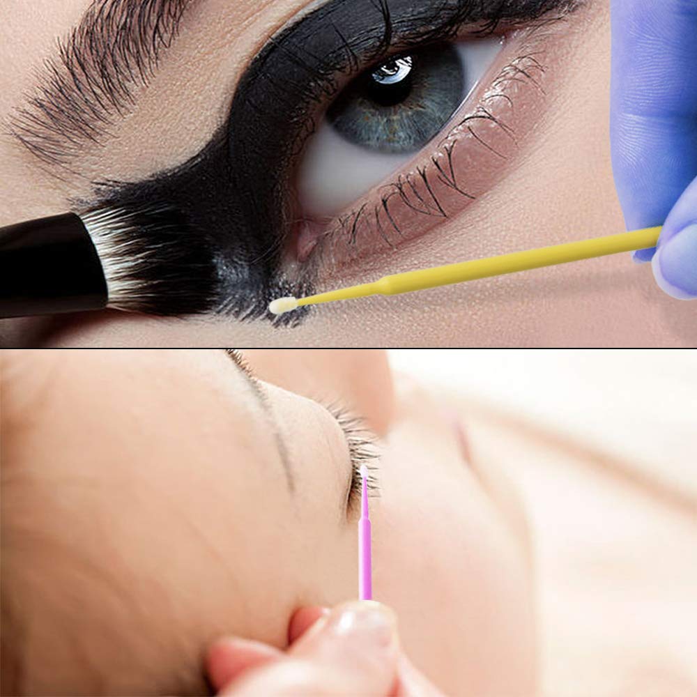 500 PCS Disposable Micro Applicator Brush Bendable Makeup Brush Mascara Brush for Eyelash Extensions, 5 Colors (Head Diameter: 2.5/2.0/1.5 mm) Beauty & Personal Care Aniann