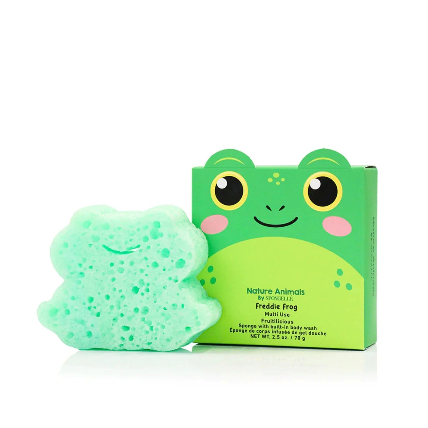 SPONGELLÉ Freddie Frog Nature Animals Kid's Body Buffer - All Ages - Body Wash Infused Shower Loofah - Newborn Essentials & Baby Essentials Beauty and Personal Care SPONGELLÉ