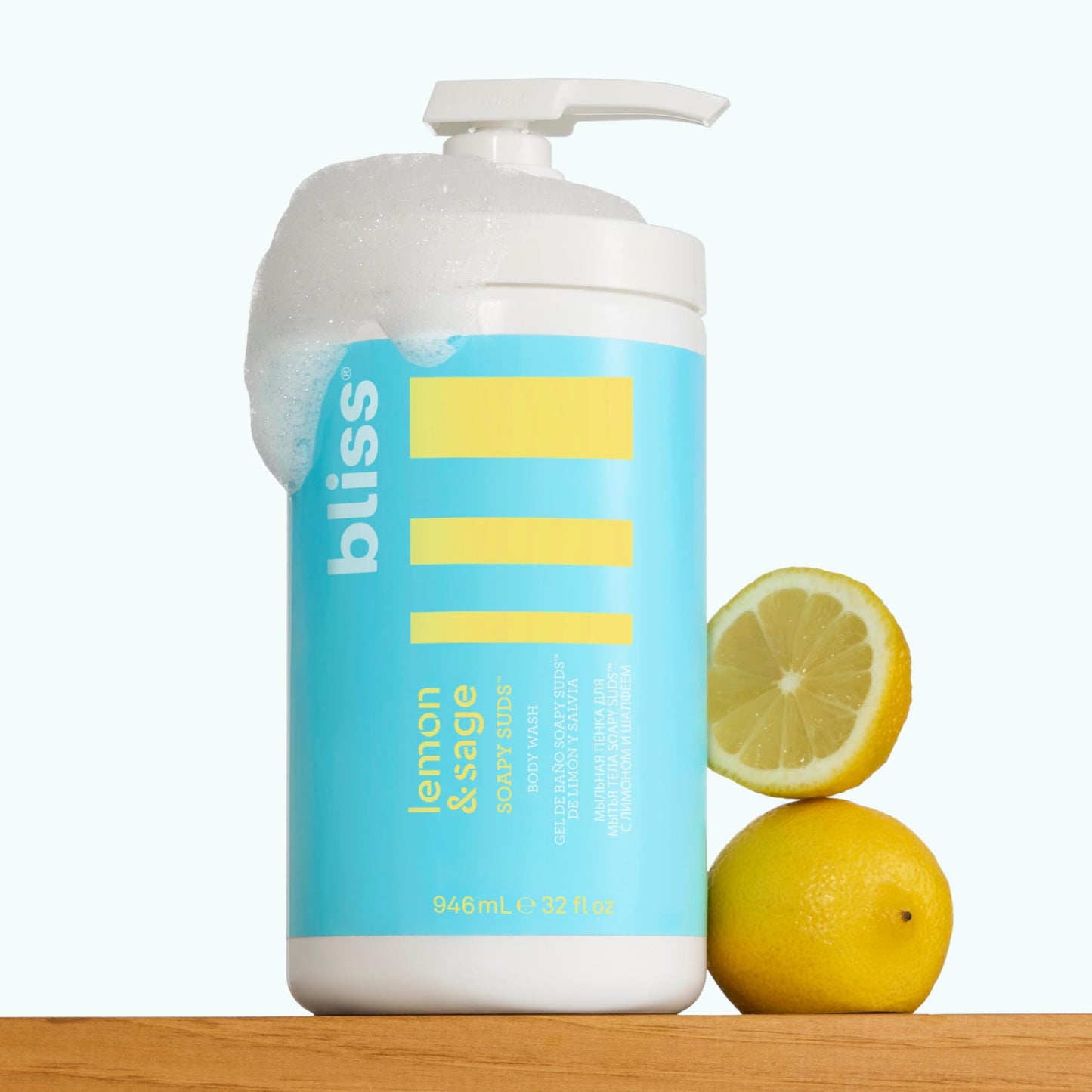 Bliss Soapy Suds Body Wash - Lemon and Sage - 32 Fl Oz - Gentle and Hydrating for Supremely Soft Skin - Paraben Free - Vegan & Cruelty Free Beauty & Personal Care Bliss
